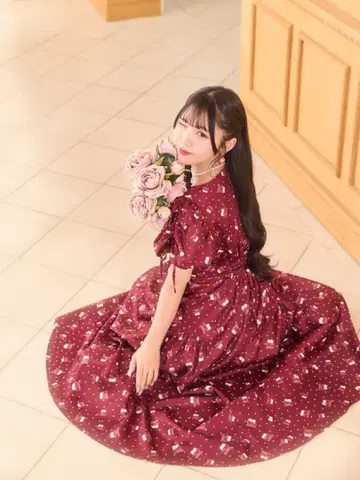 evelyn 13주년 OP 원피스 와인 체리 체리