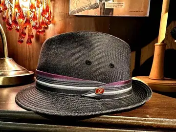 Borsalino 새상품급 중고 남성용 블랙 스트라이프 리본