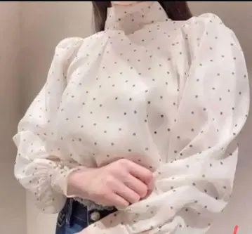 SNIDEL 오간자 시스루 쉬폰 블라우스 DOT