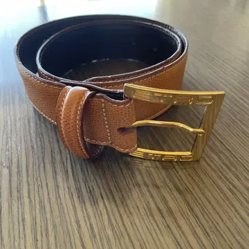 ETRO 골드 버클 브라운 가죽 벨트