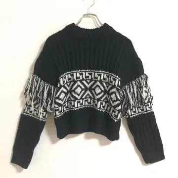 H&M 긴팔 니트 스웨터 소매 프린지 여성용 a4555