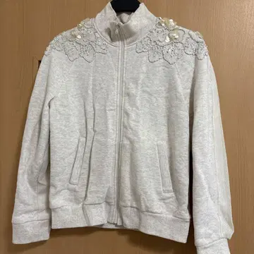 아이보리 꽃 자수 집업 자켓