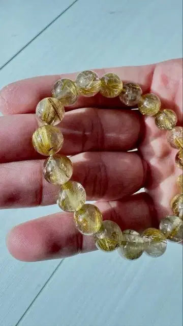 투명도 고품질 무지개 포함 타이틴 루틸 팔찌 약 10.8mm