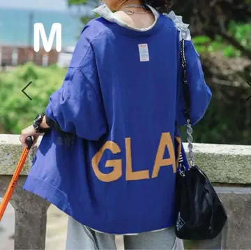 새상품 [be with M] 미사요 백 로고 가디건 블루 M