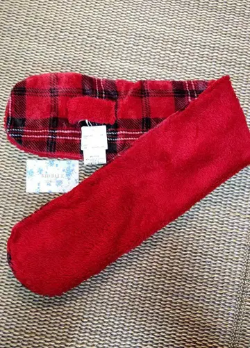 키드 블루 샤기 타탄 체크 넥워머