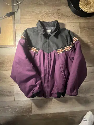 USA제 네이티브 무늬 블루종 80s 90s 와이드 소매