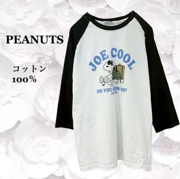 스누피 [피넛] 티셔츠 [M] 화이트 7부 소매 캐릭터 강아지