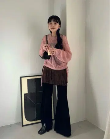 카스타네 프린지 스커트 사이즈 1 브라운