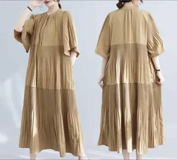 플리츠 디자인 롱 원피스 BLACK