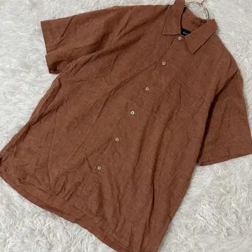 BEAMS 린넨 셔츠 탁한 오렌지 M