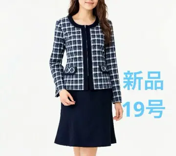 새상품 본맥스 노카라 체크 자켓 네이비 x 블루 19호