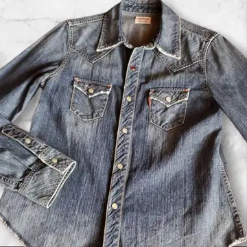리바이스 데님 긴팔 셔츠 여성용 프론트 오픈 버튼