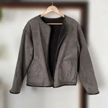 [ 택 포함 새상품 ] 그레이 스웨이드풍 플리스 리버서블 자켓 L