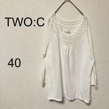TWO:C 긴팔 상의 [ 40 ] 티셔츠 옷깃 자수 에스닉 레이스