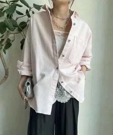 DOUDOU 데미지 데님 셔츠