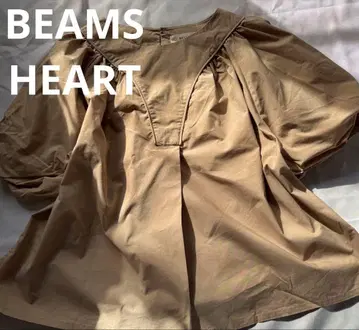 BEAMS HEART 베이지 벌룬 슬리브 셔츠 블라우스 셔츠