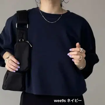 wee9s 슈퍼 루즈 라이트 스웨트 티 네이비 롱 T 숏