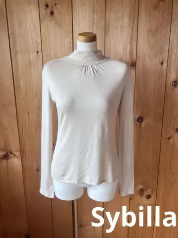 시빌라/상의/티셔츠/화이트/M/하이넥/레이온 x 코튼/일본제