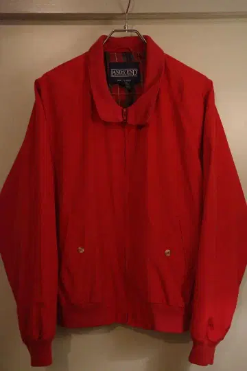 Lands' End 해링턴 자켓 빨간색 체크 안감