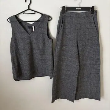 untitled 그레이 글렌체크 약간 두꺼운 원단 셋업 팬츠