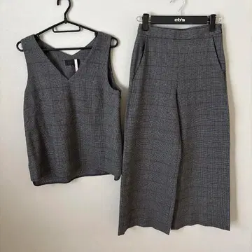 untitled 그레이 글렌체크 약간 두꺼운 원단 셋업 팬츠