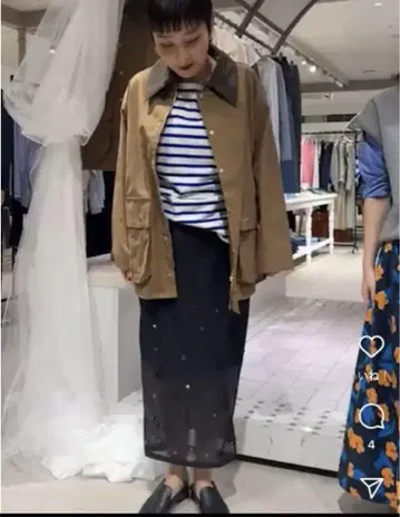 SLOBE IENA 비쥬 자수 시어 스커트