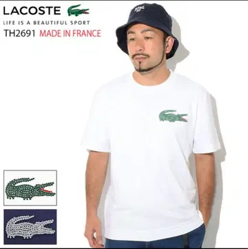 LACOSTE 스톤 장식 화이트 티셔츠