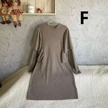 새상품*내추럴 프리*베이지 니트 프릴 원피스 귀여움