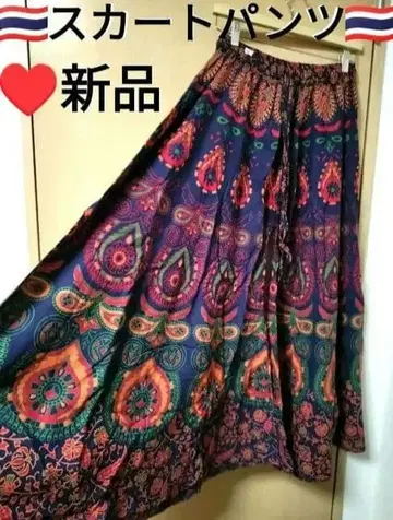 에스닉 스커트 팬츠 와이드 팬츠 인도 코튼 새상품 태국제 11