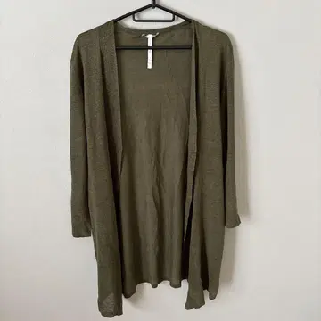 theory luxe 카키 얇은 소재 린넨 가디건 38