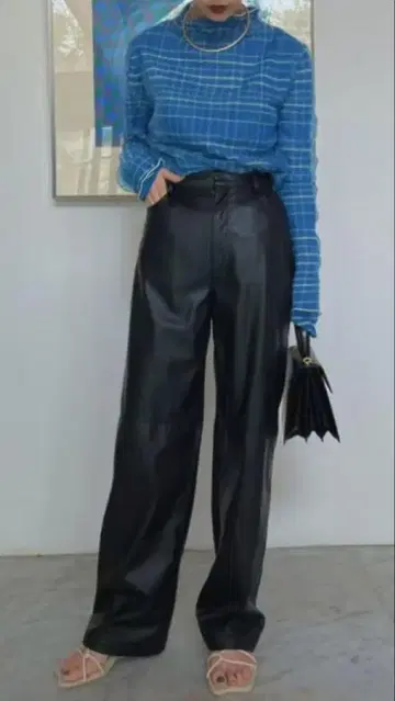 Ameri Vintage 인조 가죽 스트레이트 팬츠