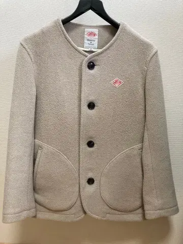 베이지 노카라 자켓 울 혼방