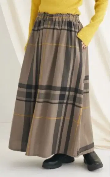 CRAFT STANDARD BOUTIQUE 체크 빅 스커트 카키