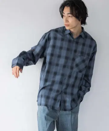 lowrys farm 옴브레 체크 셔츠 남성용 L