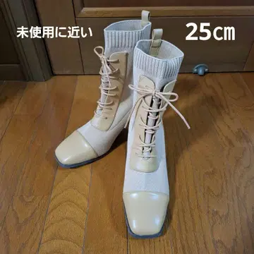 베이지 사이드 고어 부츠 레이스업