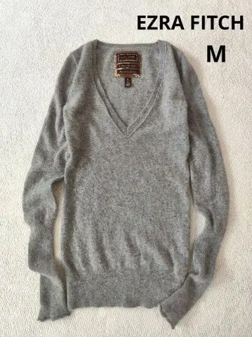EZRA FITCH 아바클로 캐시미어 V넥 니트 소매 리브 M 그레이