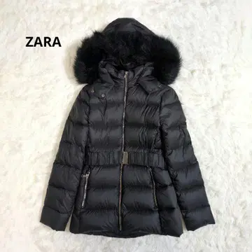자라 다운 코트 2way 퍼 덕다운 벨트 블랙