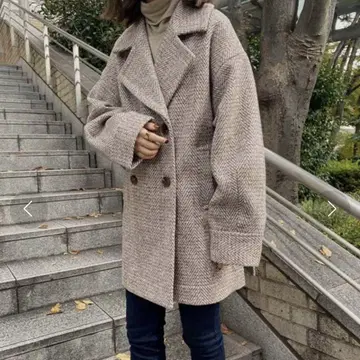 i_am official herringbone side slit coat