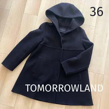 tomorrowland 울 후데트 미디엄 코트 네이비 고급