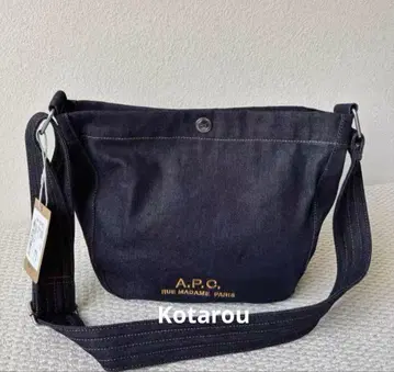 A.P.C. 자수 숄더백 핸드백 데님 네이비 남녀 공용