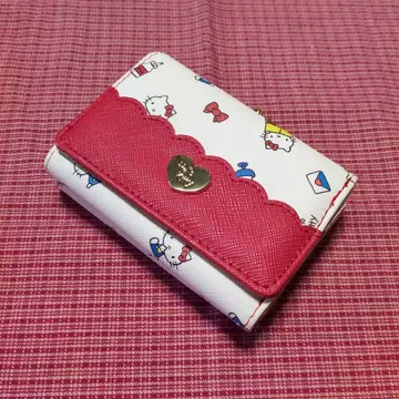 헬로키티 컴팩트 삼단 접이식 지갑 레트로 리본 미사용 새상품