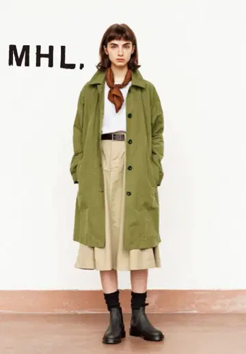 [새상품급] MHL. 코튼 트윌 턱 스커트 2 베이지