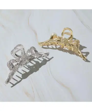 MARY QUANT [새상품] 빅 리본 바나나 클립 헤어 클립 (골드