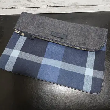 BLACK LABEL 클러치백 네이비 계열 체크 무늬