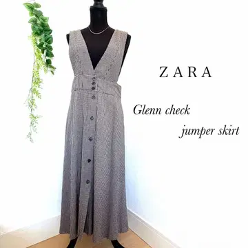 새상품급 ZARA 자라 오버롤 스커트 브라운 체크 M