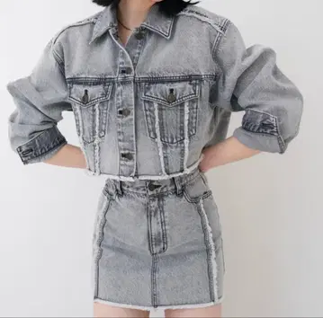 DIANTE 프린지 데님 미니 스커트