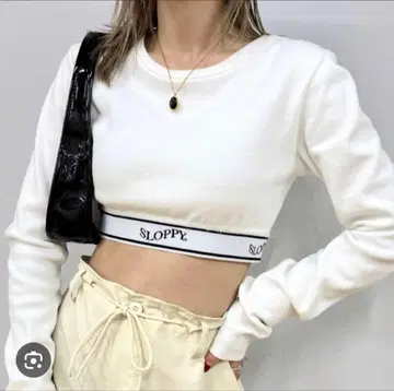 SLOPPY 크롭 스웨트 셔츠 화이트
