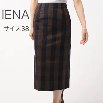 IENA 블록 체크 타이트 스커트 38