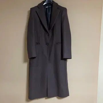 ZARA 자라 다크 브라운 롱 코트 울 혼방
