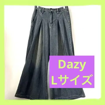 여성용 Dazy 데미지 가공 와이드 팬츠 데님 L 사이즈
